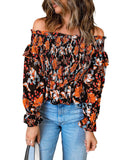 Azura Exchange Floral Off-The-Shoulder Smocked Top - M