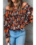 Azura Exchange Floral Off-The-Shoulder Smocked Top - M