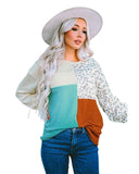 Azura Exchange Color Block Ribbed Long Sleeve Top - L