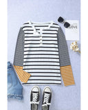 Azura Exchange Stripe Button Henley Top - M