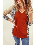 Azura Exchange Leopard V Neck Long Sleeve Top - 2XL