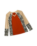 Azura Exchange Leopard V Neck Long Sleeve Top - 2XL