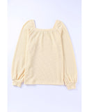 Azura Exchange Puff Sleeve Waffle Knit Top - 2XL