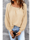 Azura Exchange Puff Sleeve Waffle Knit Top - 2XL