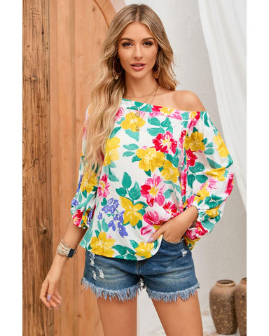 Azura Exchange Floral Off Shoulder Top - M