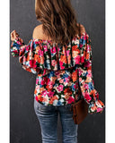 Azura Exchange Floral Print Off Shoulder Blouse - S