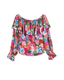 Azura Exchange Floral Print Off Shoulder Blouse - S