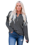 Azura Exchange Ruffled Striped Print Buttoned Top - 2XL