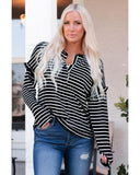 Azura Exchange Ruffled Striped Print Buttoned Top - XL