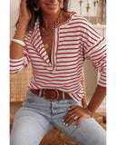 Azura Exchange Ruffled Striped Long Sleeve Top - S