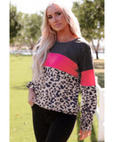 Azura Exchange Leopard Patchwork Puff Sleeve Top - M