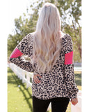 Azura Exchange Leopard Patchwork Puff Sleeve Top - M