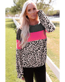 Azura Exchange Leopard Patchwork Puff Sleeve Top - M