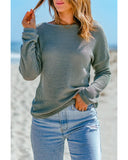 Azura Exchange Drop Shoulder Waffle Knit Long Sleeve Top - M