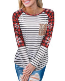 Azura Exchange Christmas Striped Patchwork Long Sleeve Top - M