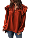 Azura Exchange Pleated V Neck Blouse - 2XL