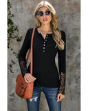 Azura Exchange Lace Hem Sleeve Button Top - XL