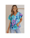 Azura Exchange Print Flutter Sleeve Blouse - M