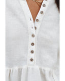 Azura Exchange Waffle Knit Half Button Henley Top - L