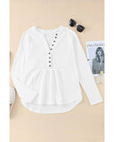 Azura Exchange Waffle Knit Half Button Henley Top - L