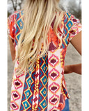 Azura Exchange Floral Aztec Geometric Cap Sleeve Top - S