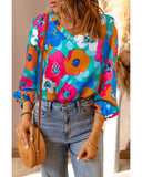 Azura Exchange Floral Print V Neck Blouse - M