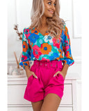 Azura Exchange Floral Print V Neck Blouse - M