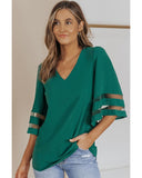 Azura Exchange Flare Sleeve V Neck Loose Blouse - S