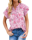 Azura Exchange Mandarin Collar Floral Top - M