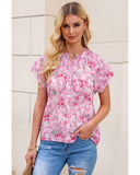 Azura Exchange Mandarin Collar Floral Top - M