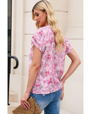 Azura Exchange Mandarin Collar Floral Top - M