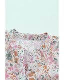 Azura Exchange Floral Mandarin Collar Top - L