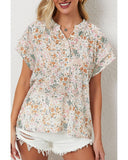 Azura Exchange Floral Mandarin Collar Top - M