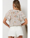 Azura Exchange Floral Mandarin Collar Top - S