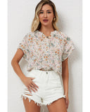 Azura Exchange Floral Mandarin Collar Top - S