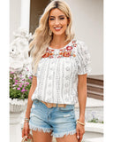 Azura Exchange Embroidered Ethnic Printed Crinkle Blouse - XL