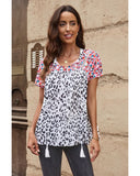 Azura Exchange Print Tassel Tie Blouse - L