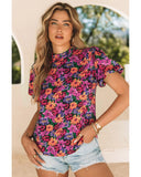 Azura Exchange Floral Print Puff Sleeve Blouse - S