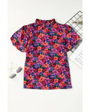 Azura Exchange Floral Print Puff Sleeve Blouse - S