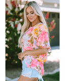 Azura Exchange Floral Blouse with Shirred Cuff Sleeves - M