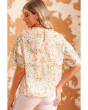 Azura Exchange Floral Print Wide Ruffle Sleeves Blouse - M