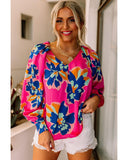 Azura Exchange Puff Sleeve Blouse with Flower Print - M