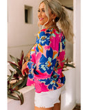 Azura Exchange Puff Sleeve Blouse with Flower Print - M