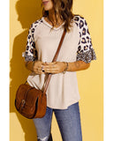 Azura Exchange Leopard Ruffle Sleeve Waffle Knit Top - S