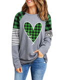 Azura Exchange Plaid Heart Color Block Long Sleeve Top - XL