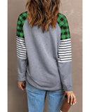 Azura Exchange Plaid Heart Color Block Long Sleeve Top - XL