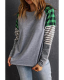 Azura Exchange Stripe Splicing Long Sleeve Top - XL