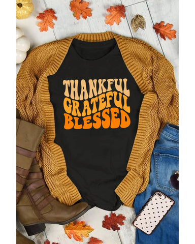 Azura Exchange Thankful Grateful Blessed Graphic Tee - M