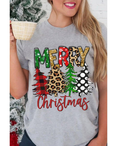 Azura Exchange Christmas Tree Pattern Crew Neck Graphic Tee - L