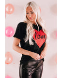 Azura Exchange Heart Shaped Glitter Print T-Shirt - L